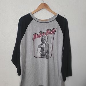 Star Wars Boba Fett Long Sleeve Tee - Gray and Black